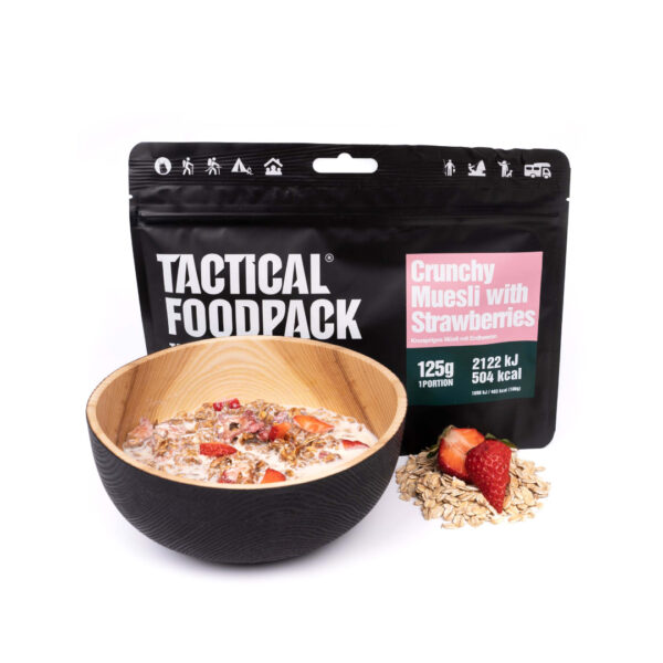 Tactical Foodpack crunchy muesli with strawberries meals ready to eat
